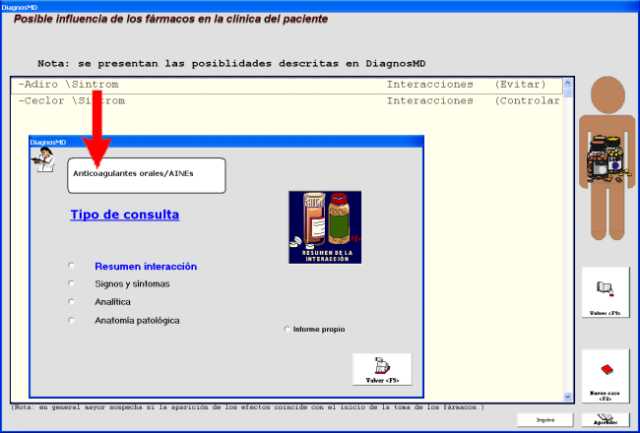 Listado de infromes encontrados y Men� selectivo de consulta